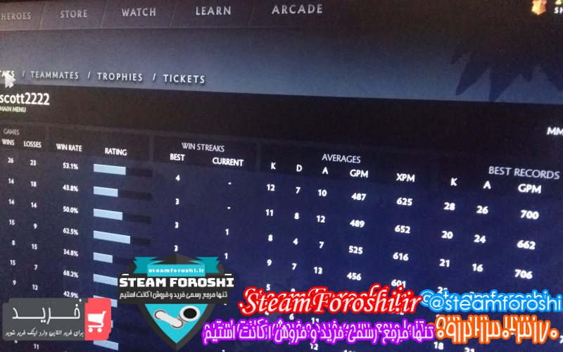 فروش اکانت دوتا ۲ کد ۹۰۵۴