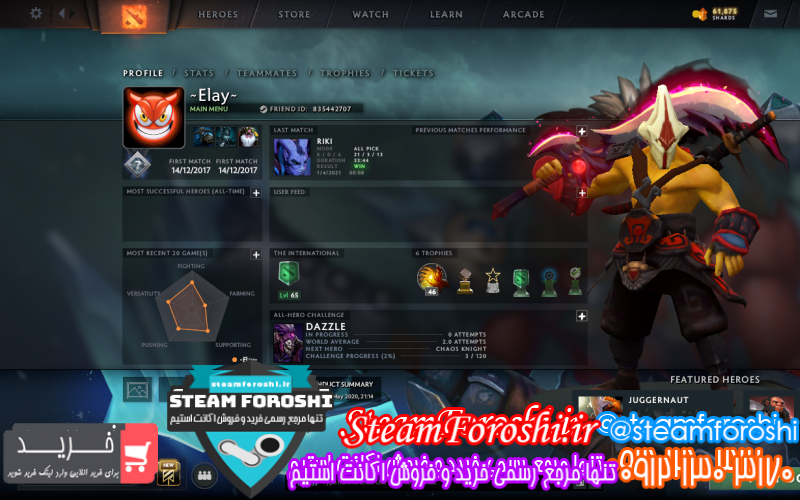 فروش اکانت دوتا ۲ کد ۹۱۰۰