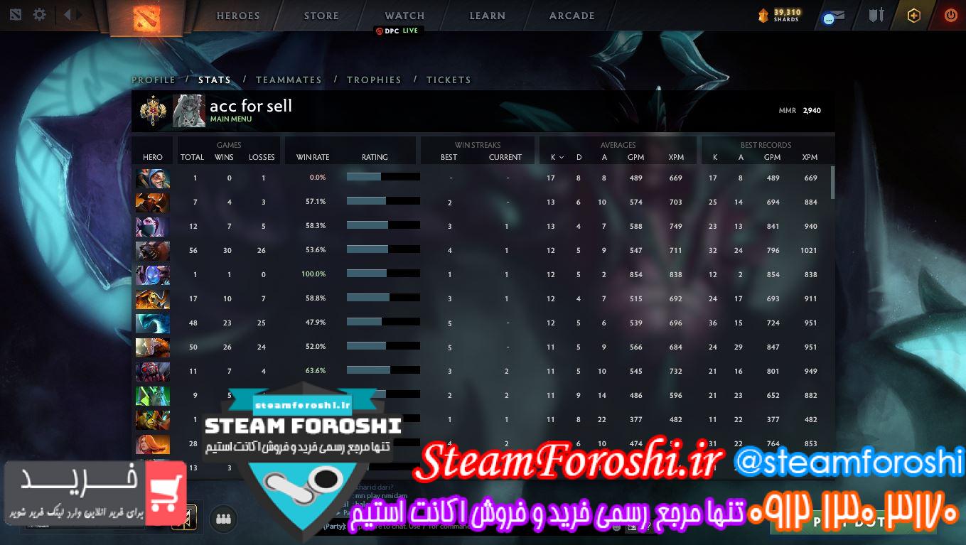 فروش اکانت دوتا ۲ کد ۹۳۴۱