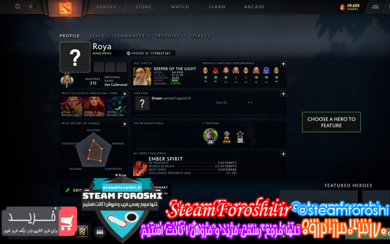 فروش اکانت دوتا ۲ کد ۹۳۱۱