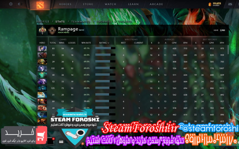 فروش اکانت دوتا ۲ کد ۹۵۵۵