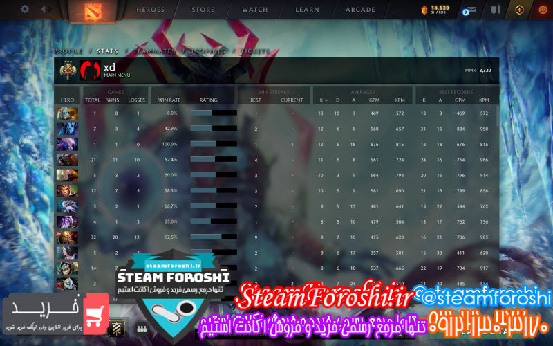 فروش اکانت دوتا ۲ کد ۹۵۶۴