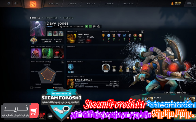 فروش اکانت دوتا ۲ کد ۹۶۱۶