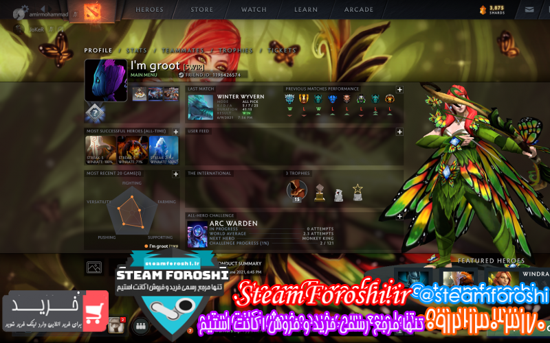 فروش اکانت دوتا ۲ کد ۹۶۲۱