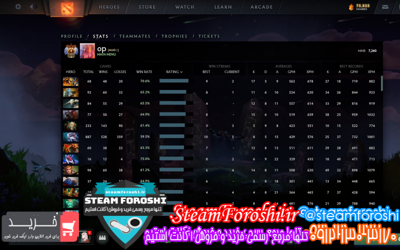 فروش اکانت دوتا ۲ کد ۹۶۳۴