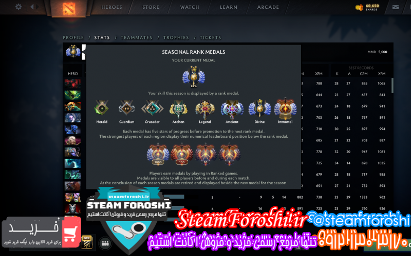 فروش اکانت دوتا ۲ کد ۹۴۷۸