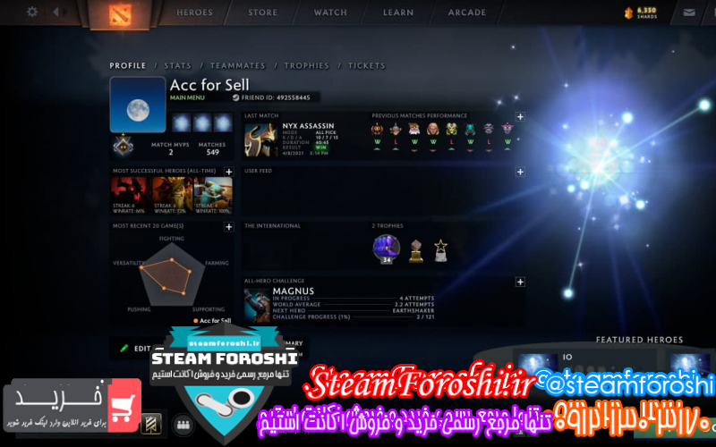 فروش اکانت دوتا ۲ کد ۹۵۰۶