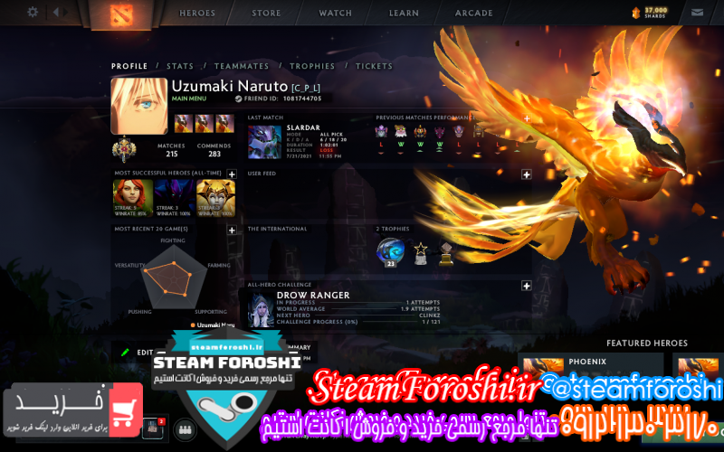 فروش اکانت دوتا ۲ کد ۹۸۱۲