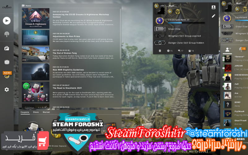 فروش اکانت cs go کد ۹۸۲۳