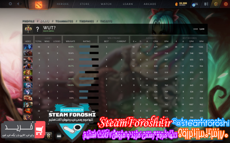 فروش اکانت دوتا ۲ کد ۹۹۹۹