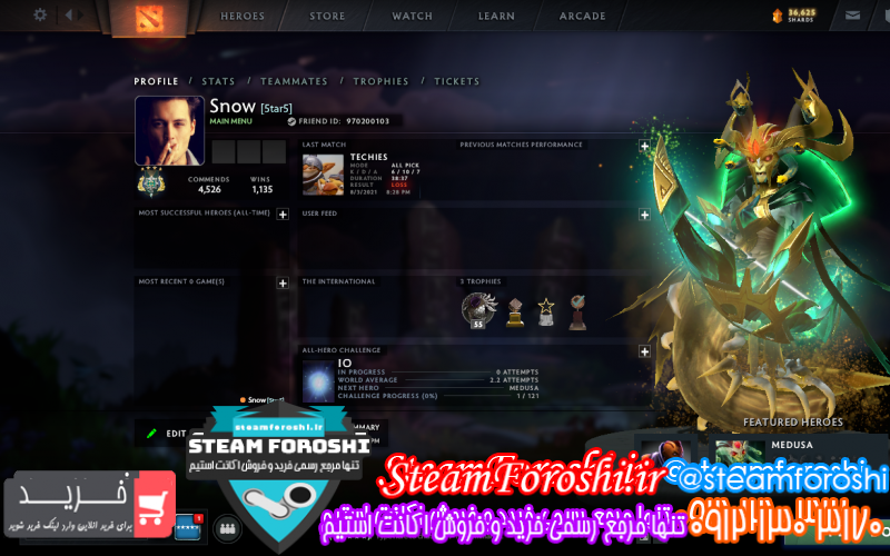 فروش اکانت دوتا ۲ کد ۹۸۴۳