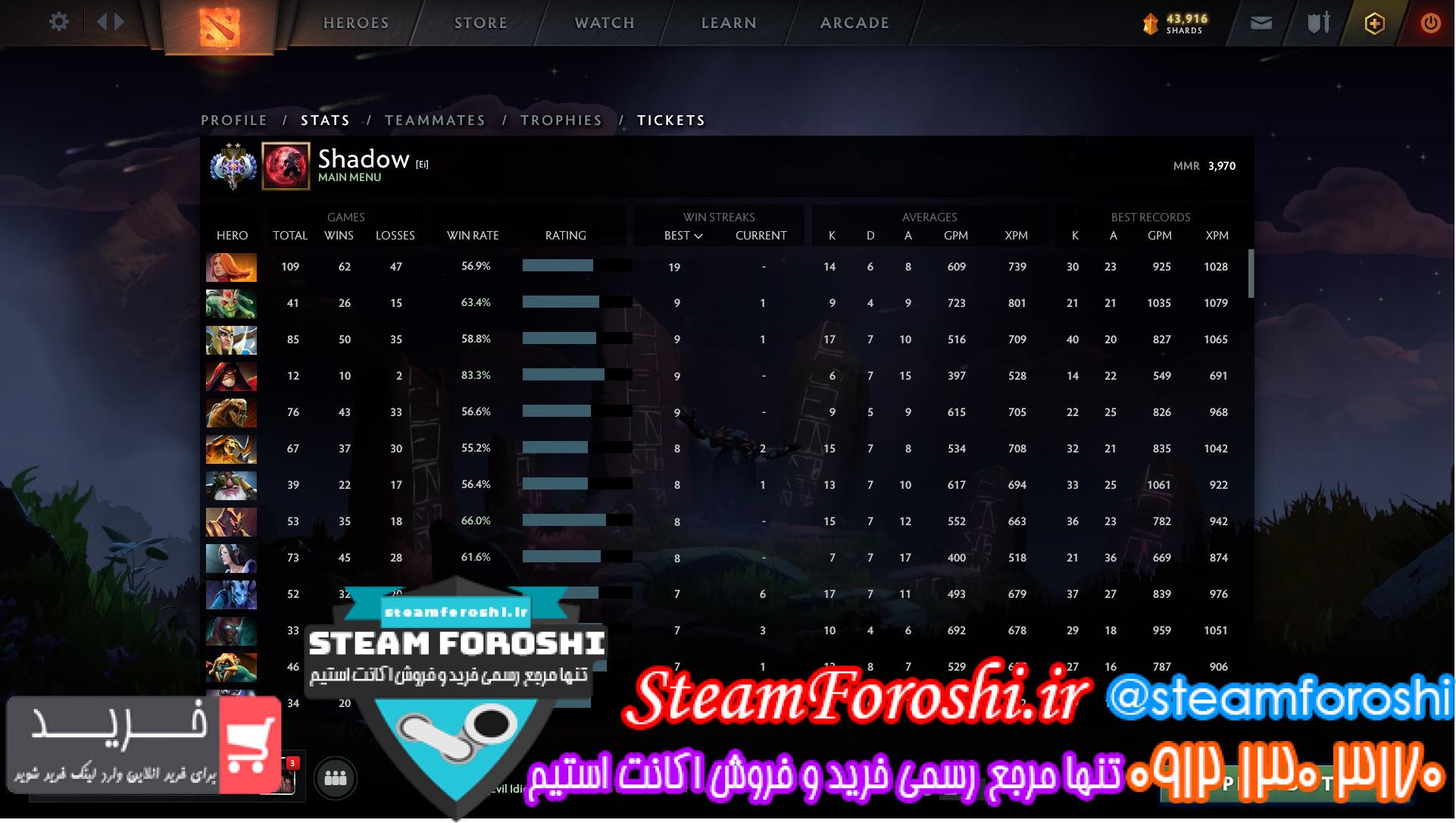 فروش اکانت دوتا ۲ کد ۹۸۳۱