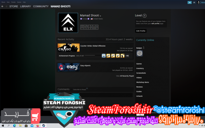 فروش اکانت cs go کد ۱۰۱۰۲