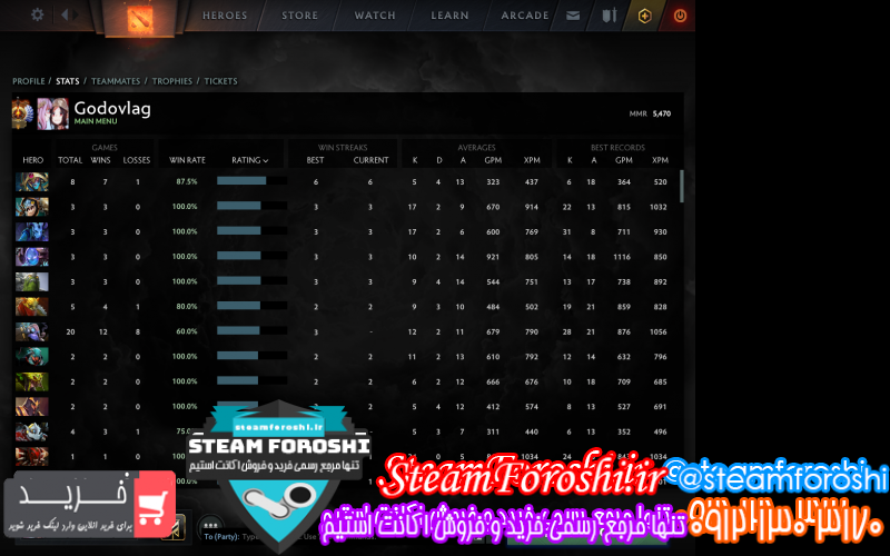 فروش اکانت دوتا ۲ کد ۱۰۲۶۸