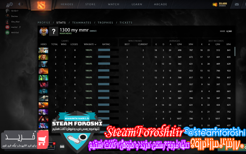 فروش اکانت دوتا ۲ کد ۱۰۲۷۷