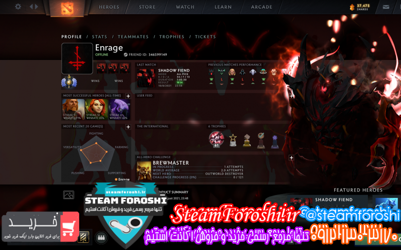 فروش اکانت دوتا ۲ کد ۱۰۲۸۴