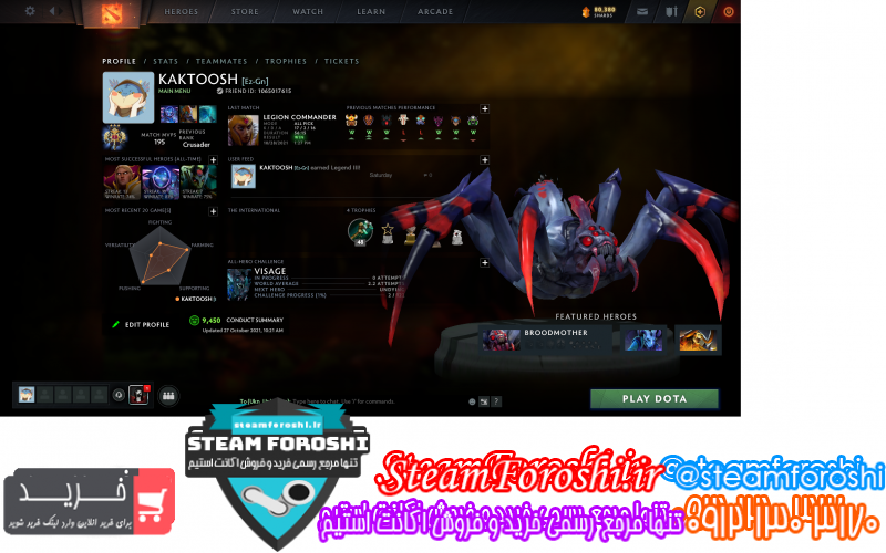 فروش اکانت دوتا ۲ کد ۱۰۳۱۳