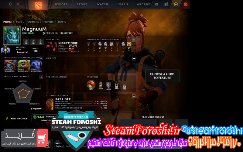 فروش اکانت دوتا ۲ کد ۱۰۳۲۰