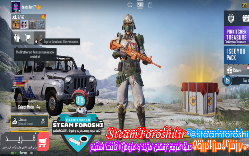 فروش اکانت پابجی کد ۱۰۱۸۴