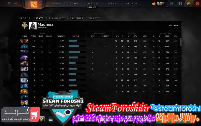 فروش اکانت دوتا ۲ کد ۱۰۲۲۴