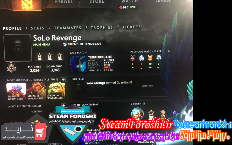 فروش اکانت دوتا ۲ کد ۱۰۲۲۵