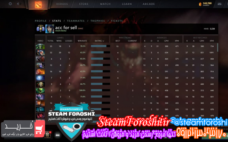 فروش اکانت دوتا ۲ کد ۱۰۴۴۱