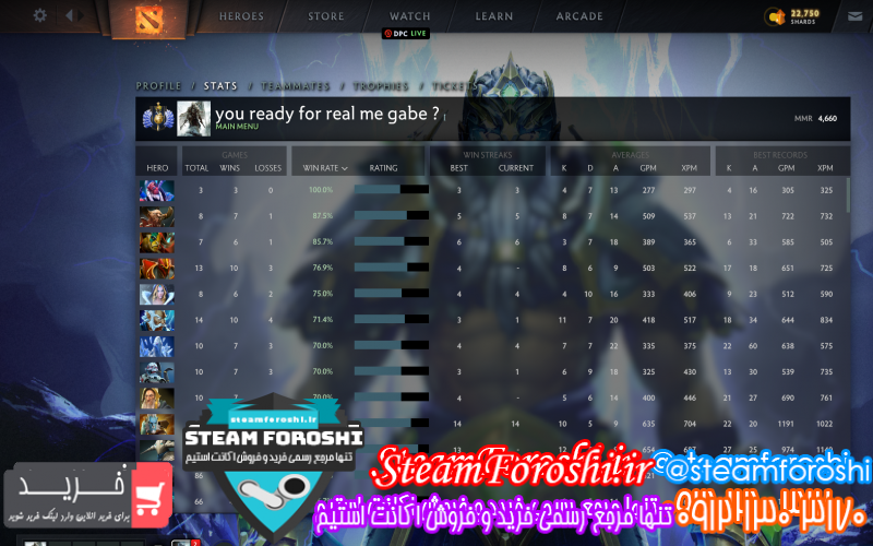 فروش اکانت دوتا ۲ کد ۱۰۴۵۷