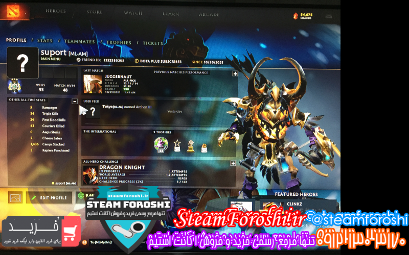 فروش اکانت دوتا ۲ کد ۱۰۳۲۶