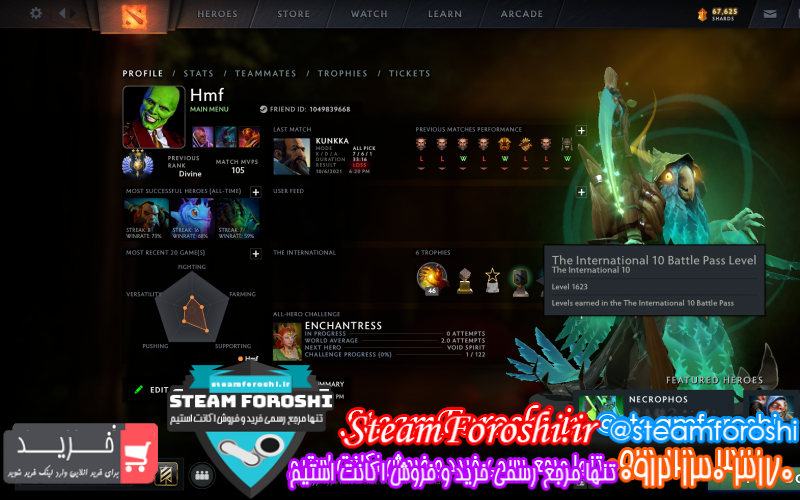 فروش اکانت دوتا ۲ کد ۱۰۳۳۰