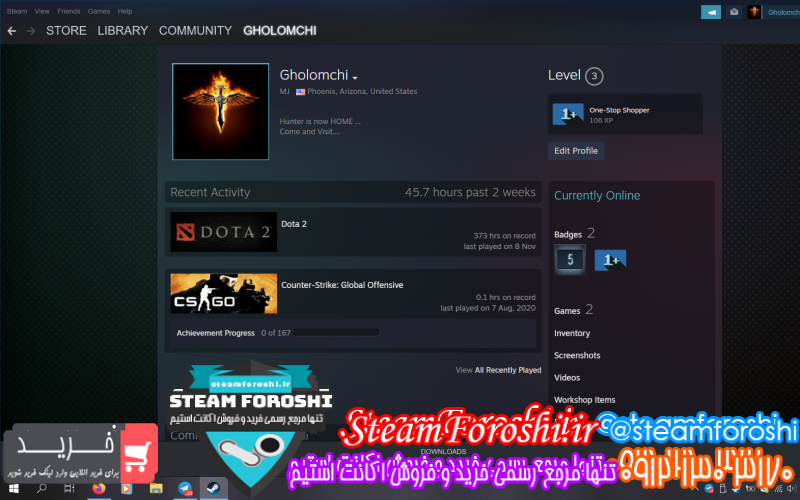 فروش اکانت استیم کد ۱۰۳۸۹