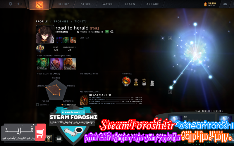 فروش اکانت دوتا ۲ کد ۱۰۳۹۰