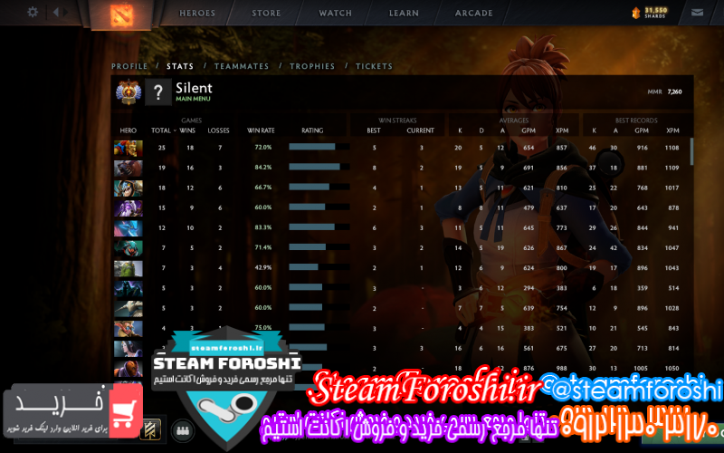 فروش اکانت دوتا ۲ کد ۱۰۴۰۳