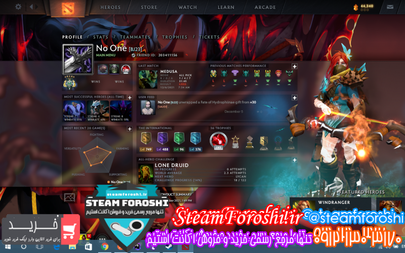 فروش اکانت دوتا ۲ کد ۱۰۶۵۵