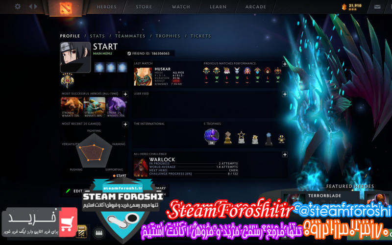 فروش اکانت دوتا ۲ کد ۱۰۶۶۰