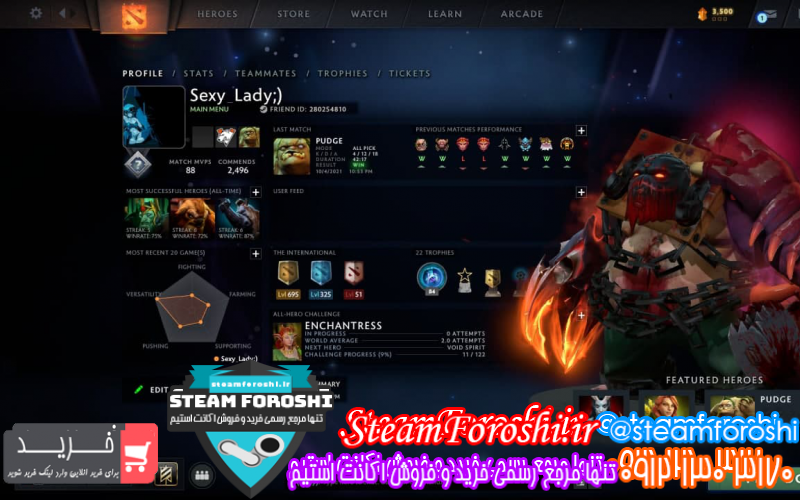 فروش اکانت دوتا ۲ کد ۱۰۶۷۳