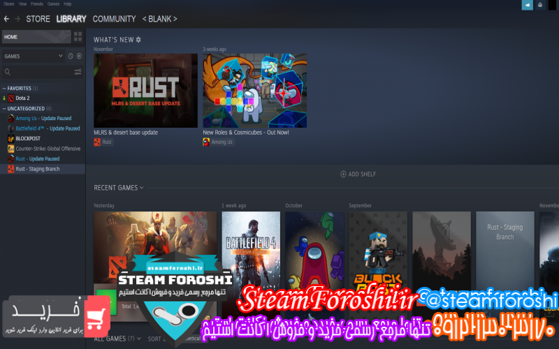 فروش اکانت استیم کد ۱۰۵۴۵