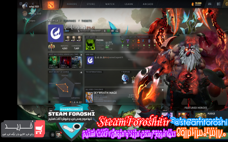 فروش اکانت دوتا ۲ کد ۱۰۵۷۳