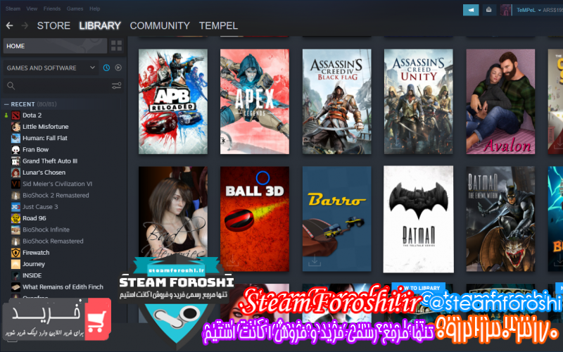 فروش اکانت استیم کد ۱۰۵۸۷