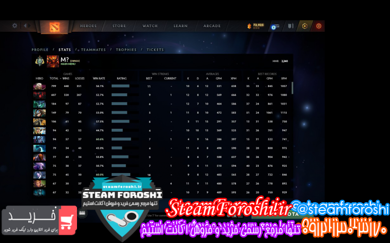 فروش اکانت دوتا ۲ کد ۱۰۷۰۹