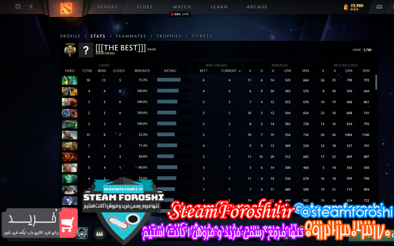 فروش اکانت دوتا ۲ کد ۱۰۸۰۲