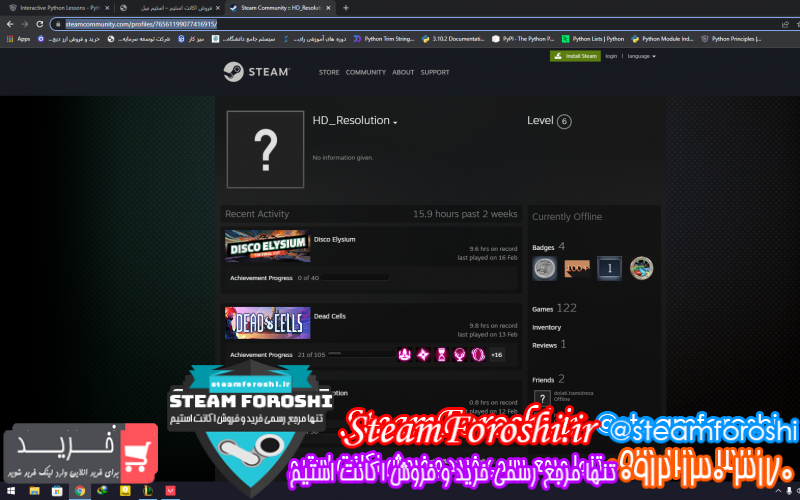 فروش اکانت استیم کد ۱۰۹۹۸