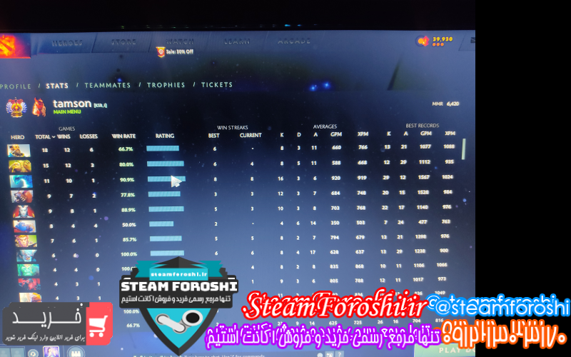 فروش اکانت دوتا ۲ کد ۱۱۰۰۱