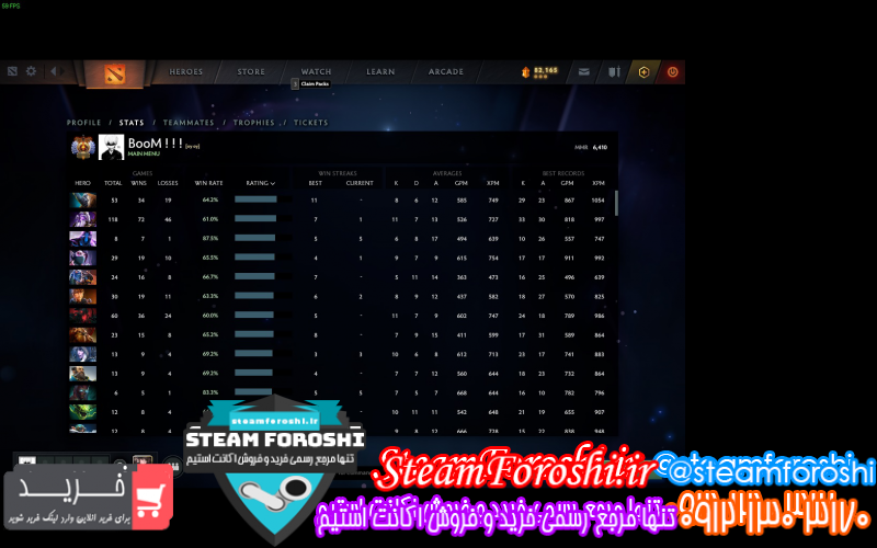 فروش اکانت دوتا ۲ کد ۱۱۰۱۰