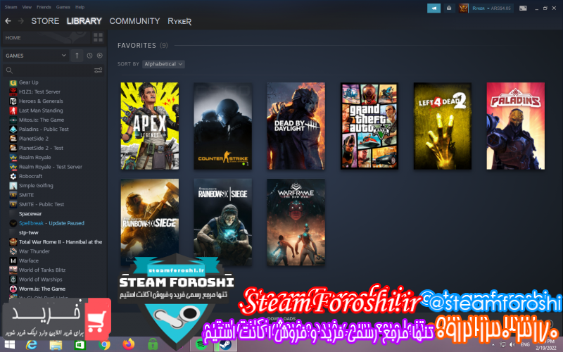 فروش اکانت استیم کد ۱۱۰۲۴