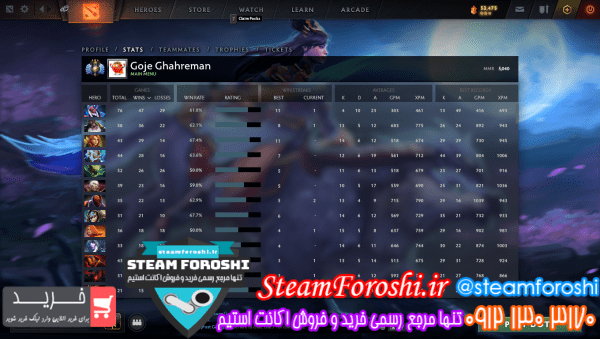فروش اکانت دوتا ۲ کد ۱۱۰۳۴