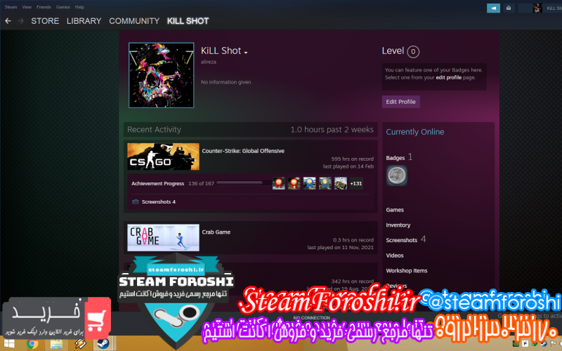 فروش اکانت cs go کد ۱۱۰۴۱