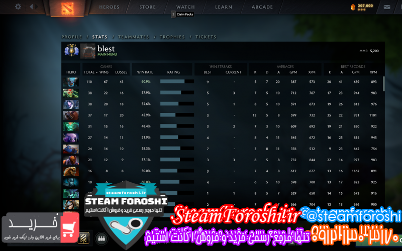 فروش اکانت دوتا ۲ کد ۱۱۰۵۴