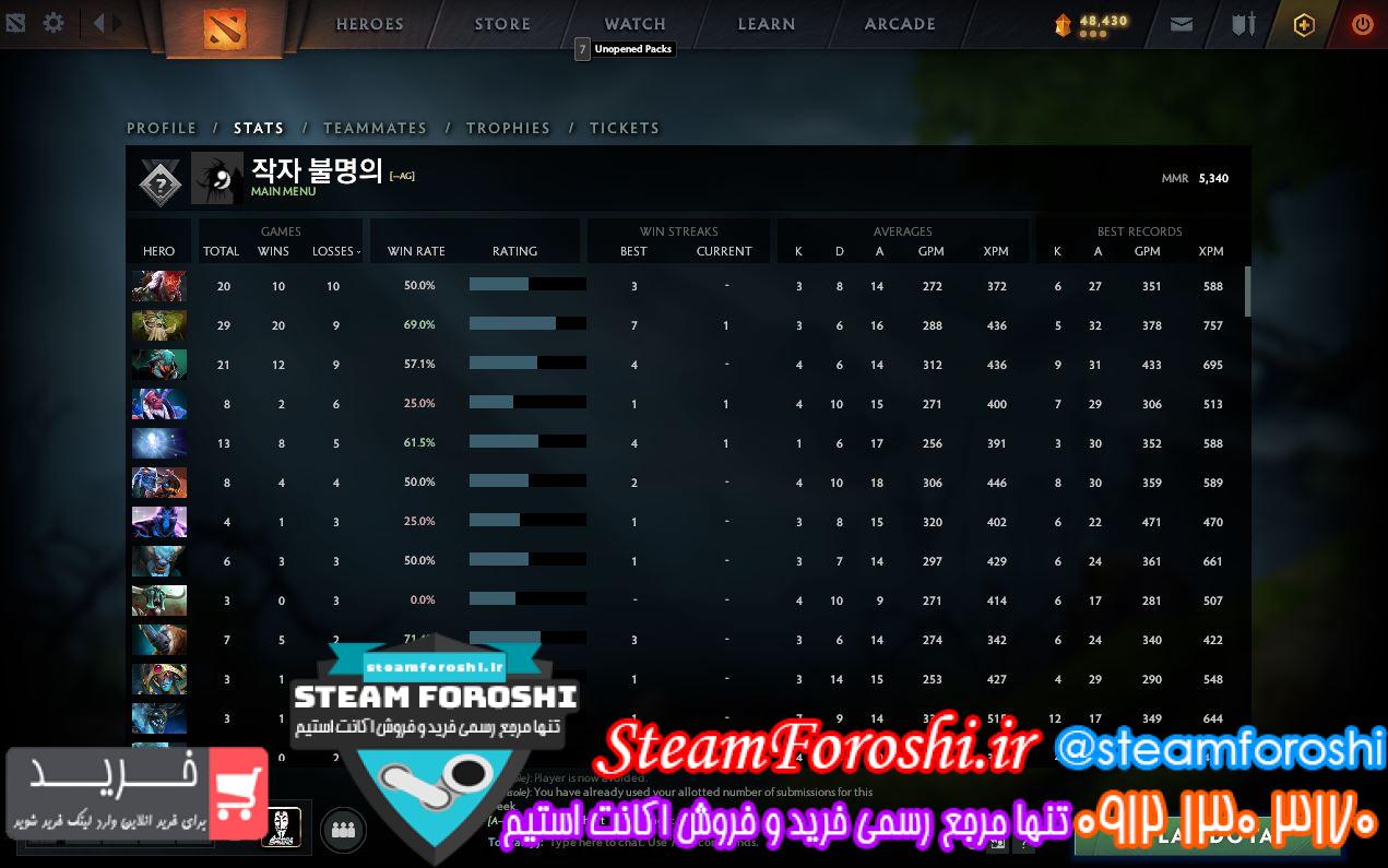 فروش اکانت دوتا ۲ کد ۱۱۰۵۸