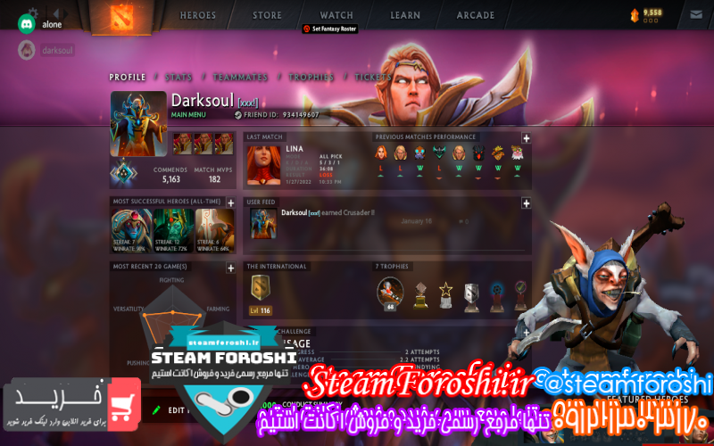 فروش اکانت دوتا ۲ کد ۱۰۹۱۷