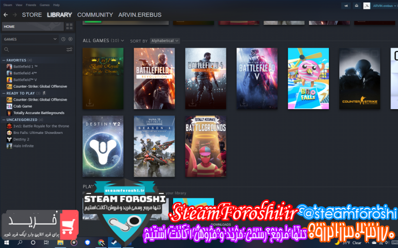 فروش اکانت استیم کد ۱۰۹۶۲